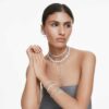 Ariana Grande X Swarovski Bangle Crystal Pearl, Baguette Cut, White, Rhodium Plated
