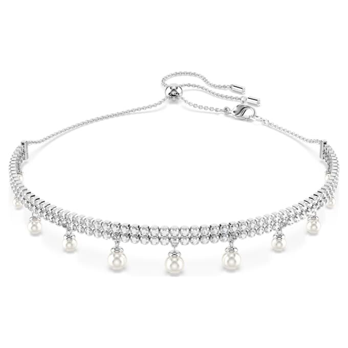 Ariana Grande X Swarovski Choker Crystal Pearl, Round Cut, White, Rhodium Plated Ariana Grande X Swarovski Choker Crystal Pearl, Round Cut, White, Rhodium Plated