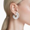 Ariana Grande X Swarovski Drop Earrings Crystal Pearl, Mixed Cuts, White, Rhodium Plated