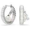 Ariana Grande X Swarovski Hoop Earrings Crystal Pearl, Baguette Cut, White, Rhodium Plated Ariana Grande X Swarovski Hoop Earrings Crystal Pearl, Baguette Cut, White, Rhodium Plated