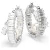 Ariana Grande X Swarovski Hoop Earrings Crystal Pearl, Baguette Cut, White, Rhodium Plated Ariana Grande X Swarovski Hoop Earrings Crystal Pearl, Baguette Cut, White, Rhodium Plated