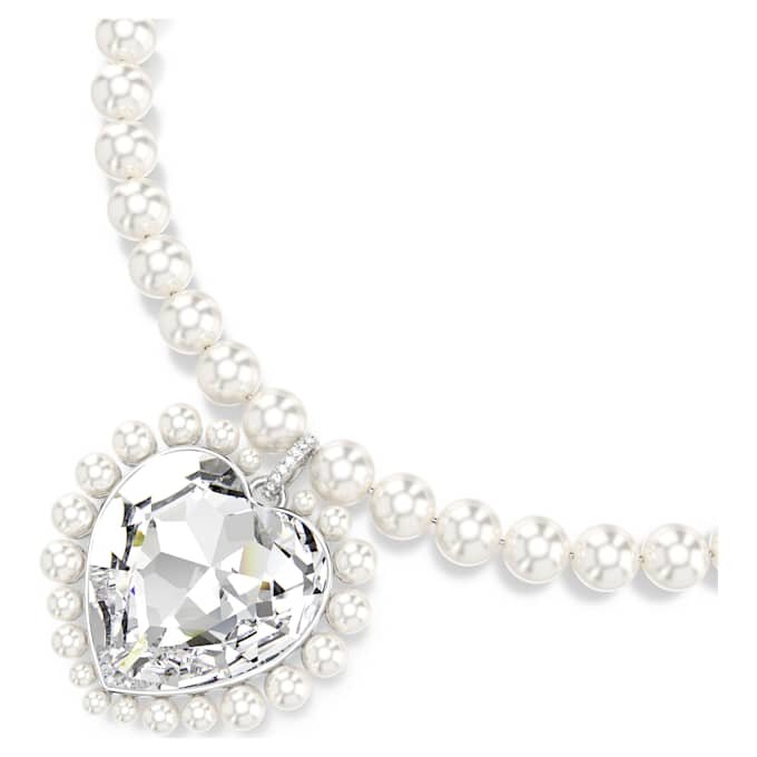 Ariana Grande X Swarovski Necklace Crystal Pearl, Heart Cut, Heart, White, Rhodium Plated Ariana Grande X Swarovski Necklace Crystal Pearl, Heart Cut, Heart, White, Rhodium Plated