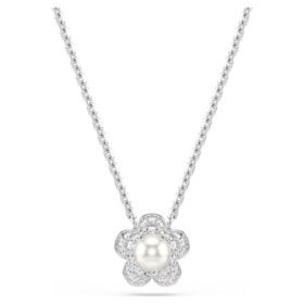 Ariana Grande X Swarovski Pendant Crystal Pearl, Round Cut, Flower, White, Rhodium Plated