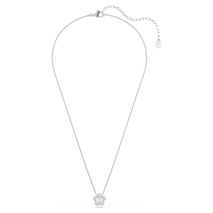 Ariana Grande X Swarovski Pendant Crystal Pearl, Round Cut, Flower, White, Rhodium Plated Ariana Grande X Swarovski Pendant Crystal Pearl, Round Cut, Flower, White, Rhodium Plated