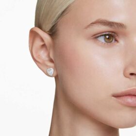 Ariana Grande X Swarovski Stud Earrings Mixed Cuts, Heart, White, Rhodium Plated