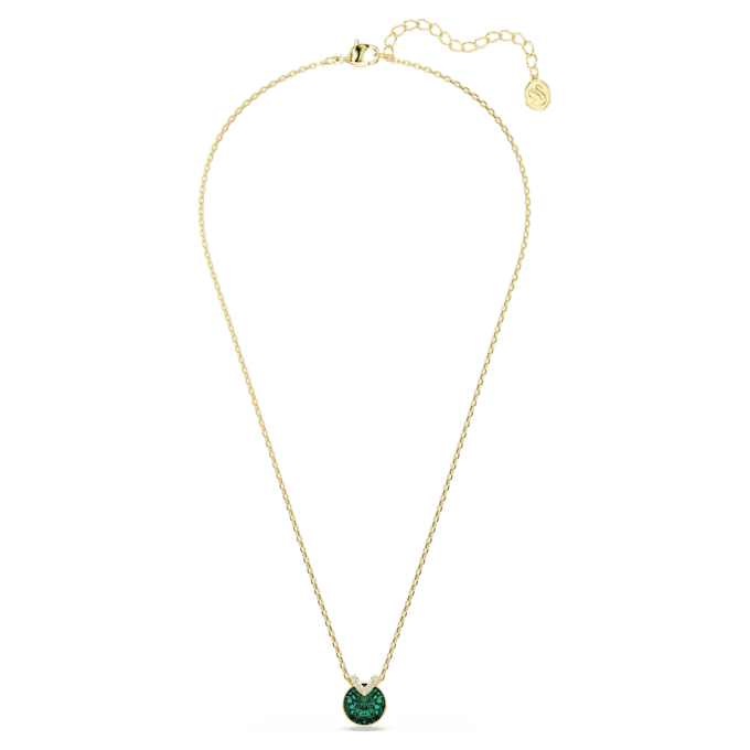 Bella V Pendant Round Cut, Green, Gold-Tone Plated Bella V Pendant Round Cut, Green, Gold-Tone Plated