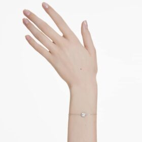 Birthstone Bracelet Square Cut, April, White, Rhodium Plated Birthstone Bracelet Square Cut, April, White, Rhodium Plated