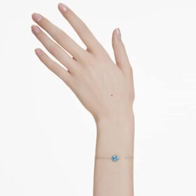 Birthstone Bracelet Square Cut, December, Blue, Rhodium Plated Birthstone Bracelet Square Cut, December, Blue, Rhodium Plated
