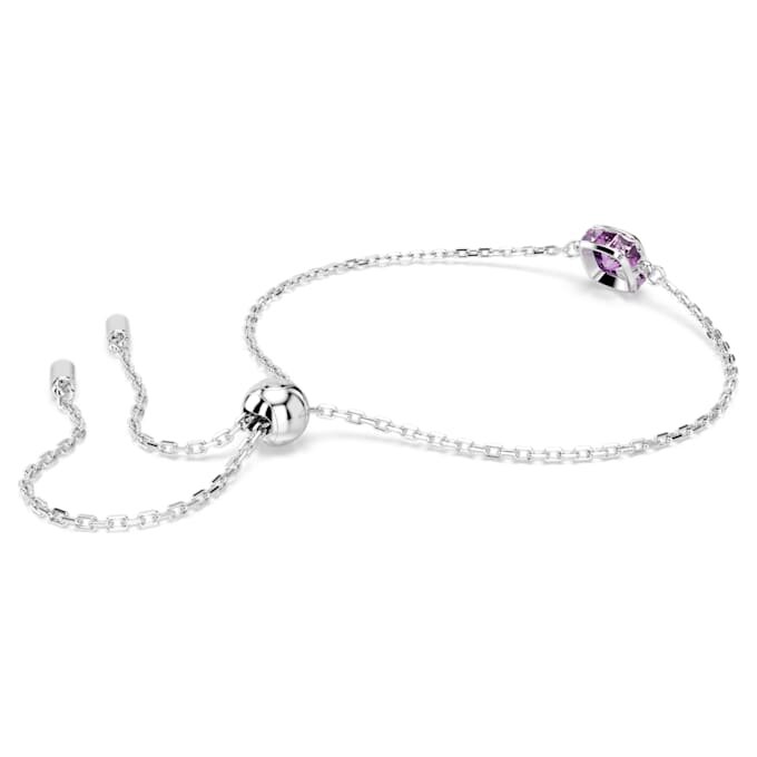 Birthstone Bracelet Square Cut, February, Purple, Rhodium Plated Birthstone Bracelet Square Cut, February, Purple, Rhodium Plated