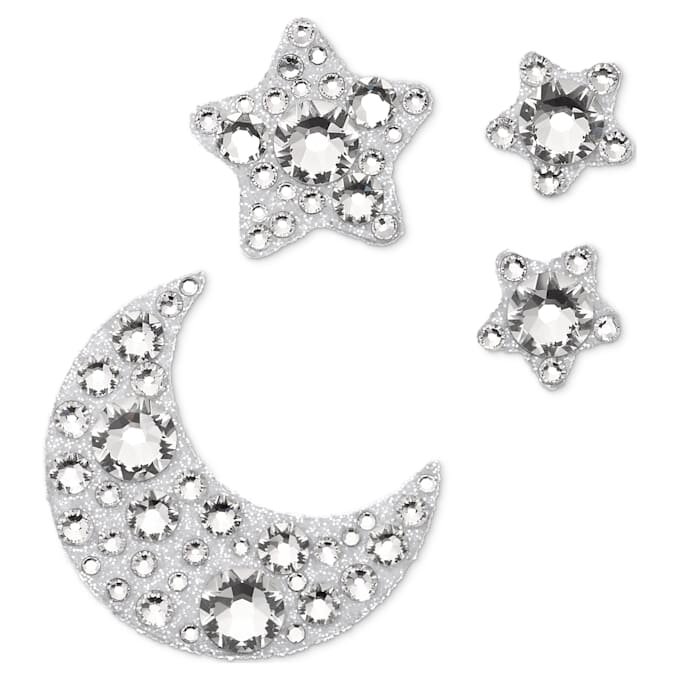 Body Jewel Set (4), Moon and Star, White Body Jewel Set (4), Moon and Star, White
