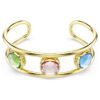 Chroma Cuff Cushion Cut, Multicolored, Gold-Tone Plated Chroma Cuff Cushion Cut, Multicolored, Gold-Tone Plated