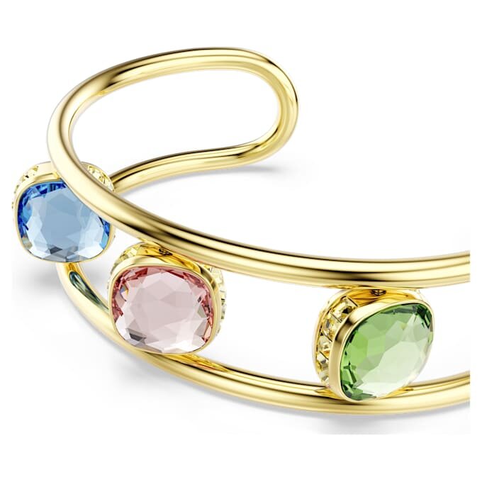 Chroma Cuff Cushion Cut, Multicolored, Gold-Tone Plated Chroma Cuff Cushion Cut, Multicolored, Gold-Tone Plated