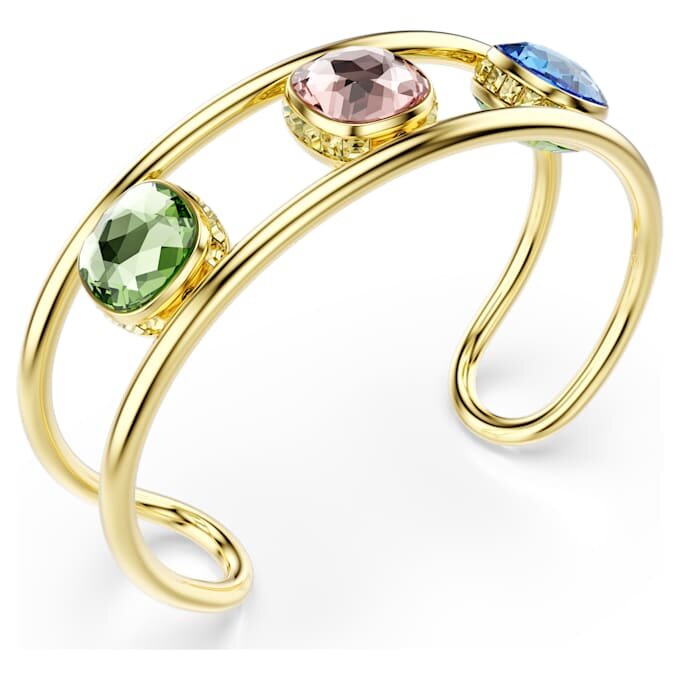 Chroma Cuff Cushion Cut, Multicolored, Gold-Tone Plated Chroma Cuff Cushion Cut, Multicolored, Gold-Tone Plated
