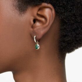 Chroma Drop Earrings Pear Cut, Green, Gold-Tone Plated