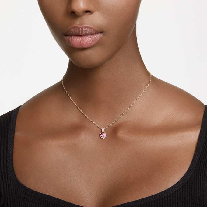 Chroma Pendant Heart, Red, Gold-Tone Plated Chroma Pendant Heart, Red, Gold-Tone Plated