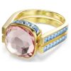 Chroma Ring Cushion Cut, Multicolored, Gold-Tone Plated Chroma Ring Cushion Cut, Multicolored, Gold-Tone Plated