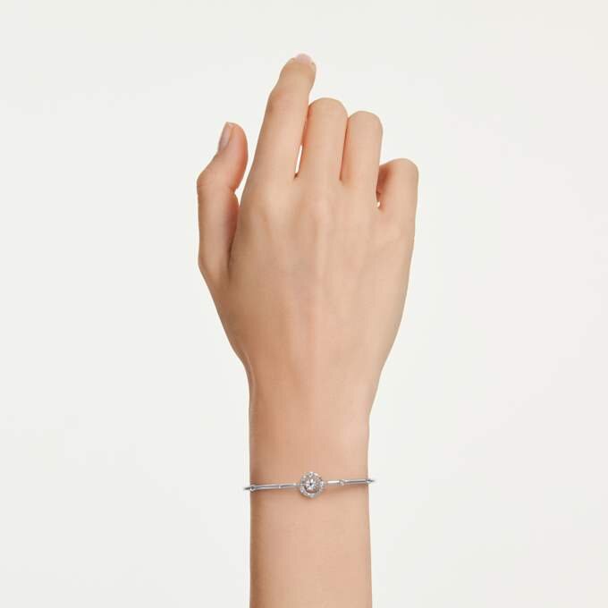 Constella Bangle Round Cut, Dancing Stone, White, Rhodium Plated Constella Bangle Round Cut, Dancing Stone, White, Rhodium Plated