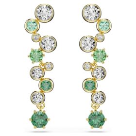 Constella Drop Earrings Mixed Cuts, Green, Gold-Tone Plated