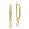 Constella Drop Earrings Round Cut, White, Gold-Tone Plated Constella Drop Earrings Round Cut, White, Gold-Tone Plated