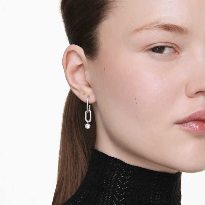 Constella Drop Earrings Round Cut, White, Rhodium Plated Constella Drop Earrings Round Cut, White, Rhodium Plated