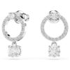 Constella Hoop Earrings Round Cut, White, Rhodium Plated