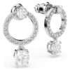 Constella Hoop Earrings Round Cut, White, Rhodium Plated