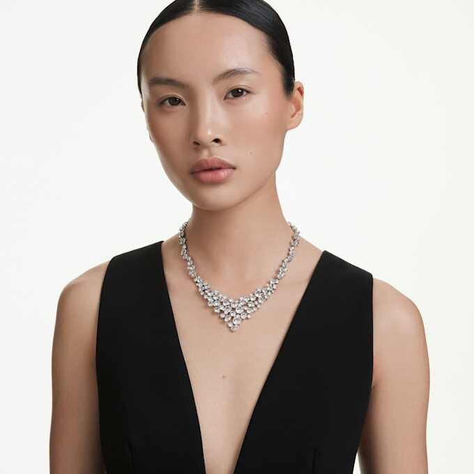 Constella Necklace Mixed Cuts, Clasp, White, Rhodium Plated Constella Necklace Mixed Cuts, Clasp, White, Rhodium Plated
