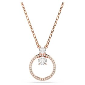 Constella Pendant Pavé, Round Cut, White, Rose Gold-Tone Plated