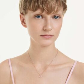 Constella Pendant Round Cut, Dancing Stone, Pink, Rose Gold-Tone Plated
