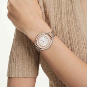 Crystalline Aura Watch Swiss Made, Metal Bracelet, Rose Gold Tone, Mixed Metal Finish