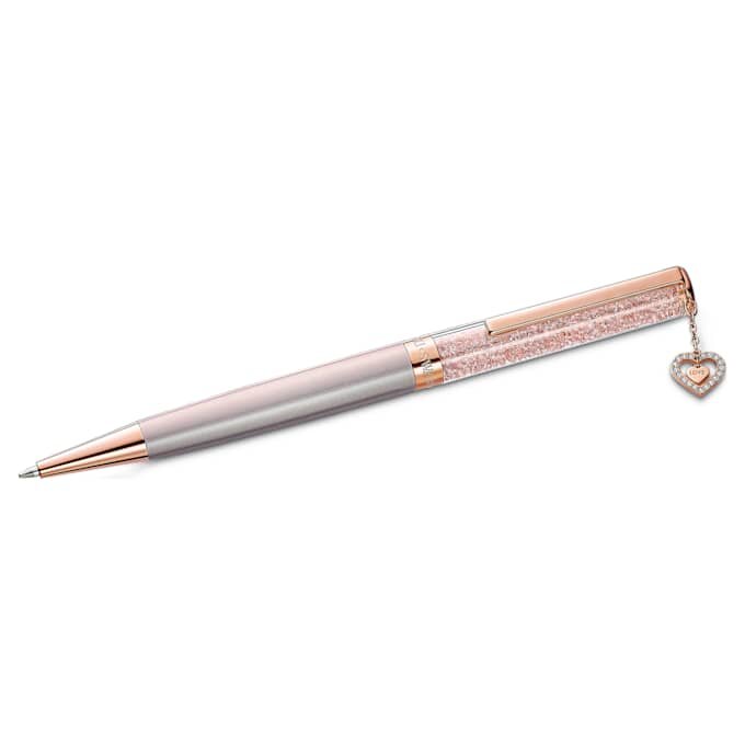 Crystalline Ballpoint Pen Heart, Rose Gold Tone, Pink Lacquered, Rose Gold-Tone Plated Crystalline Ballpoint Pen Heart, Rose Gold Tone, Pink Lacquered, Rose Gold-Tone Plated