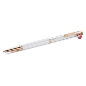 Crystalline Ballpoint Pen Ladybug, White, Red Lacquered, Rose Gold-Tone Plated