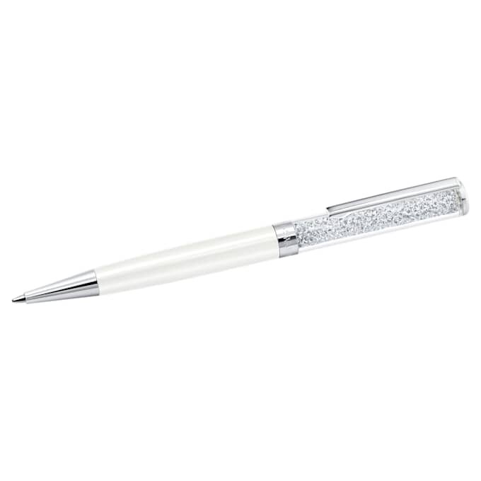 Crystalline Ballpoint Pen White, White Lacquered, Chrome Plated Crystalline Ballpoint Pen White, White Lacquered, Chrome Plated