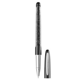 Crystalline Rollerball Pen Black, Chrome Plated