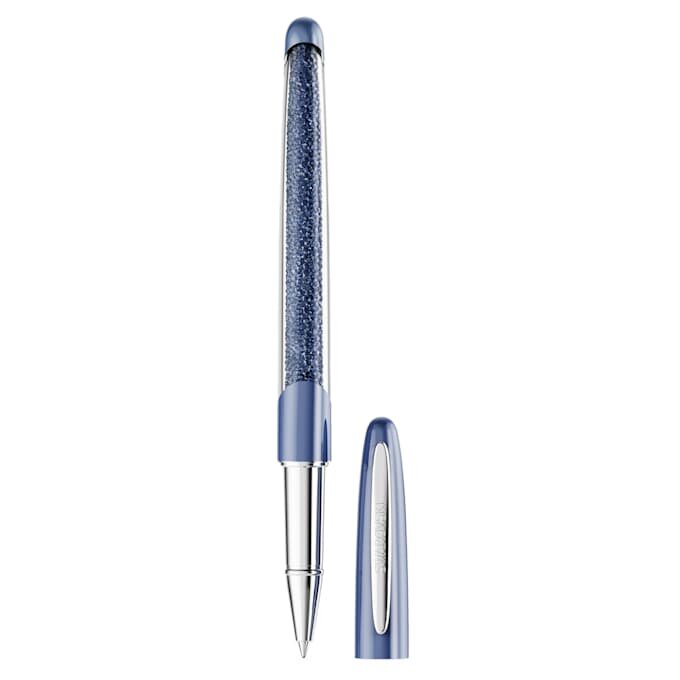 Crystalline Rollerball Pen Blue, Chrome Plated Crystalline Rollerball Pen Blue, Chrome Plated