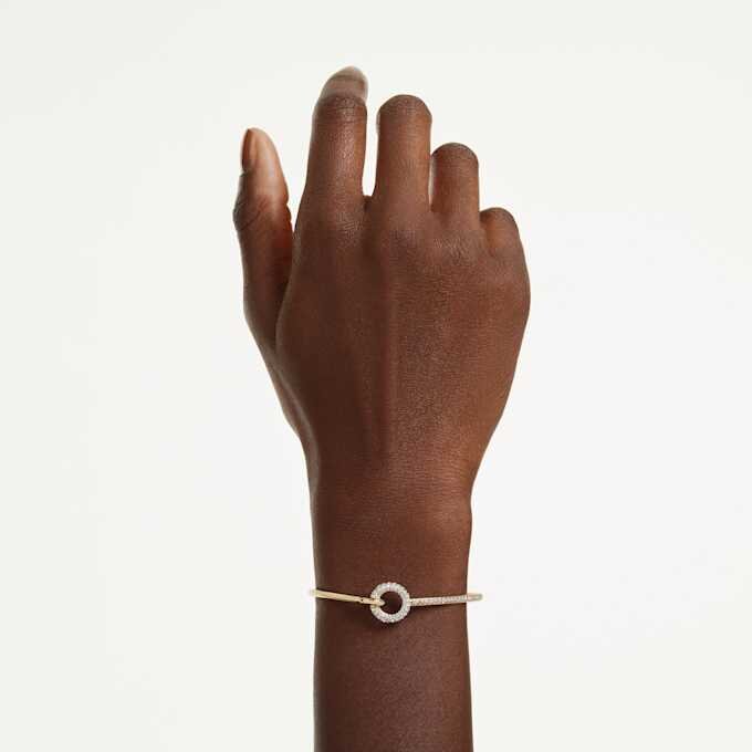 Dextera Bangle Round Cut, White, Gold-Tone Plated Dextera Bangle Round Cut, White, Gold-Tone Plated