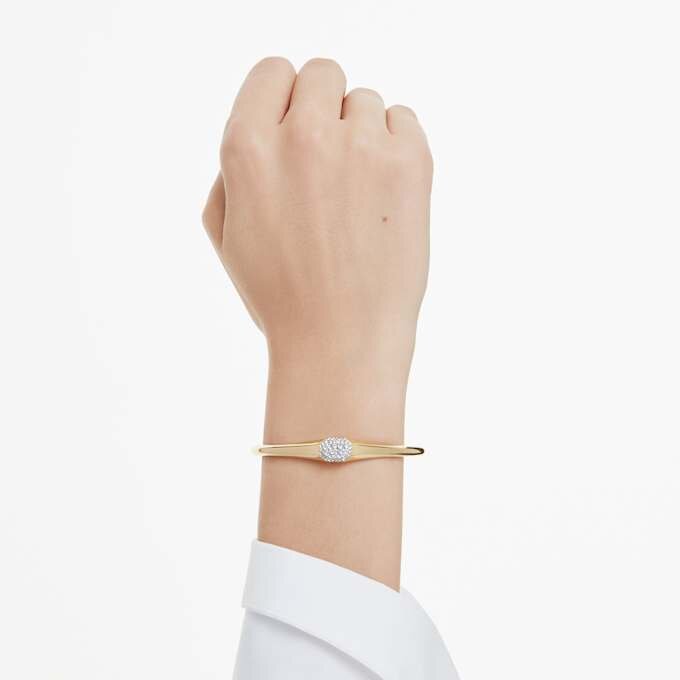 Dextera Bangle Round Cut, White, Gold-Tone Plated Dextera Bangle Round Cut, White, Gold-Tone Plated