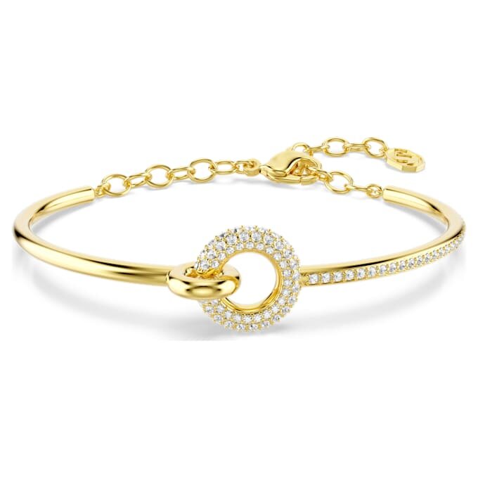 Dextera Bangle Round Cut, White, Gold-Tone Plated Dextera Bangle Round Cut, White, Gold-Tone Plated