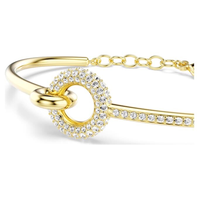 Dextera Bangle Round Cut, White, Gold-Tone Plated Dextera Bangle Round Cut, White, Gold-Tone Plated
