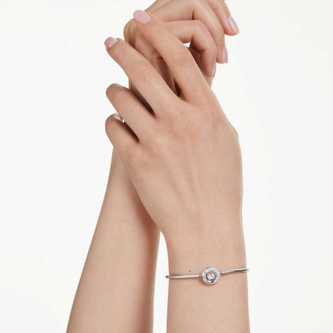 Dextera Bangle Round Cut, White, Rhodium Plated Dextera Bangle Round Cut, White, Rhodium Plated