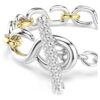Dextera Bracelet Round Cut, T-Bar, White, Mixed Metal Finish Dextera Bracelet Round Cut, T-Bar, White, Mixed Metal Finish