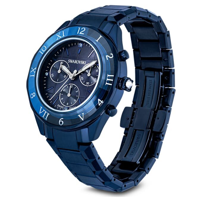 Dextera Chrono Watch 39Mm, Swiss Made, Metal Bracelet, Blue, Blue Finish Dextera Chrono Watch 39Mm, Swiss Made, Metal Bracelet, Blue, Blue Finish