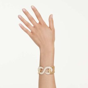 Dextera Cuff Round Cut, White, Gold-Tone Plated