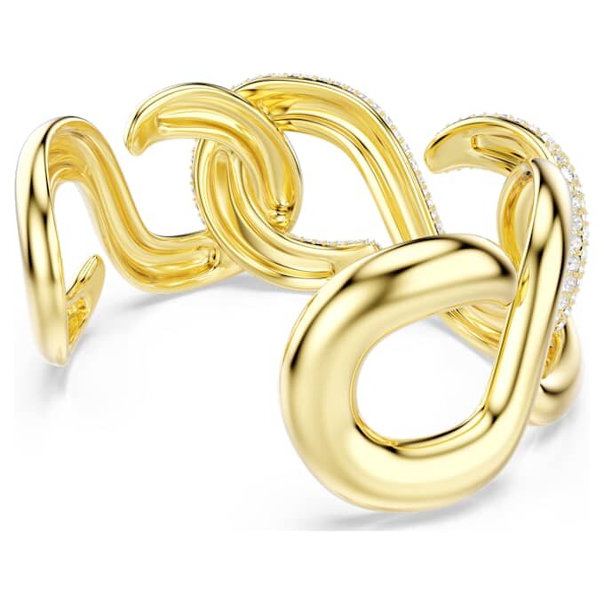 Dextera Cuff Round Cut, White, Gold-Tone Plated Dextera Cuff Round Cut, White, Gold-Tone Plated