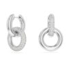 Dextera Hoop Earrings Asymmetrical Design, Interlocking Loop, White, Rhodium Plated