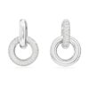 Dextera Hoop Earrings Asymmetrical Design, Interlocking Loop, White, Rhodium Plated