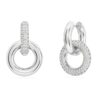 Dextera Hoop Earrings Asymmetrical Design, Interlocking Loop, White, Rhodium Plated
