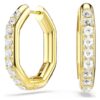Dextera Hoop Earrings Octagon Shape, Round Cut, Medium, White, Gold-Tone Plated Dextera Hoop Earrings Octagon Shape, Round Cut, Medium, White, Gold-Tone Plated