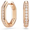 Dextera Hoop Earrings Octagon Shape, Round Cut, Small, White, Rose Gold-Tone Plated Dextera Hoop Earrings Octagon Shape, Round Cut, Small, White, Rose Gold-Tone Plated