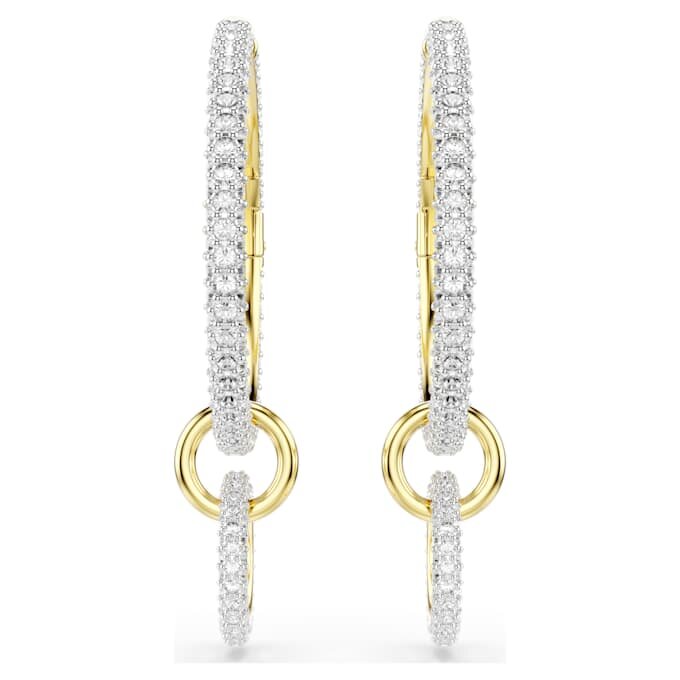 Dextera Hoop Earrings Round Cut, White, Gold-Tone Plated Dextera Hoop Earrings Round Cut, White, Gold-Tone Plated